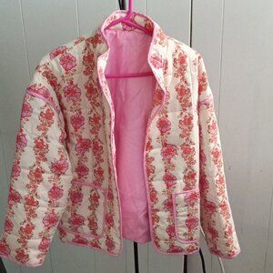 QUILTED FLORAL PRINT PUFFER JACKET